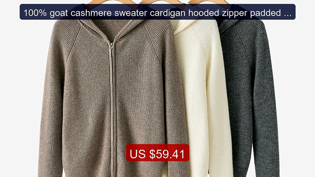 100% goat cashmere sweater cardigan hooded zipper padded shoulder ... -- Best Deal 2026 | Shop Now!