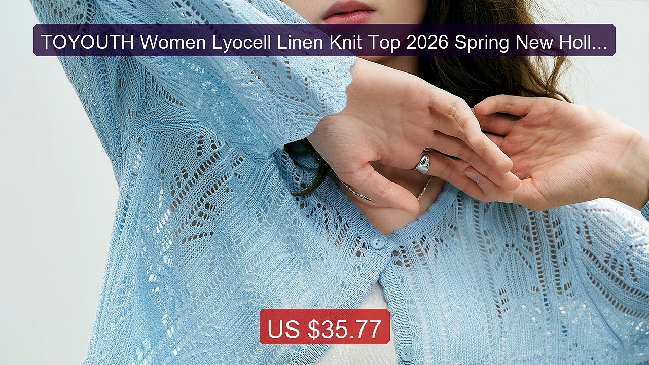 TOYOUTH Women Lyocell Linen Knit Top 2026 Spring New Hollow-Out Vi... -- Best Deal 2026 | Shop Now!