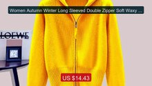 Women Autumn Winter Long Sleeved Double Zipper Soft Waxy Cardi... -- Hot Deal 2026 | Limited Offer!