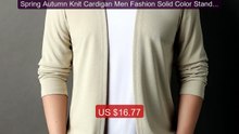 Spring Autumn Knit Cardigan Men Fashion Solid Color Stand C... -- Top Pick 2026 | Unbeatable Price!