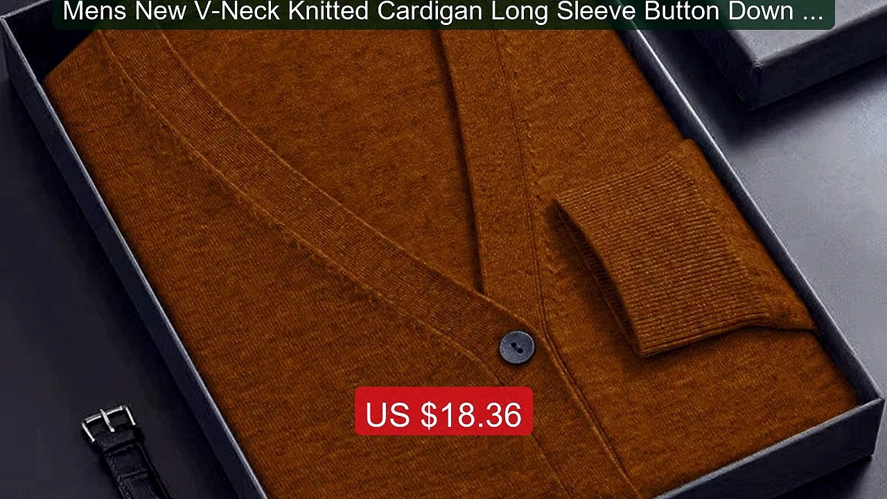 Mens New V-Neck Knitted Cardigan Long Sleeve Button Down Sweater C... -- Best Deal 2026 | Shop Now!