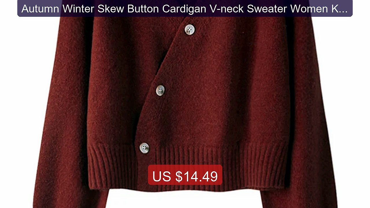Autumn Winter Skew Button Cardigan V-neck Sweater Women Knitte... -- Hot Deal 2026 | Limited Offer!