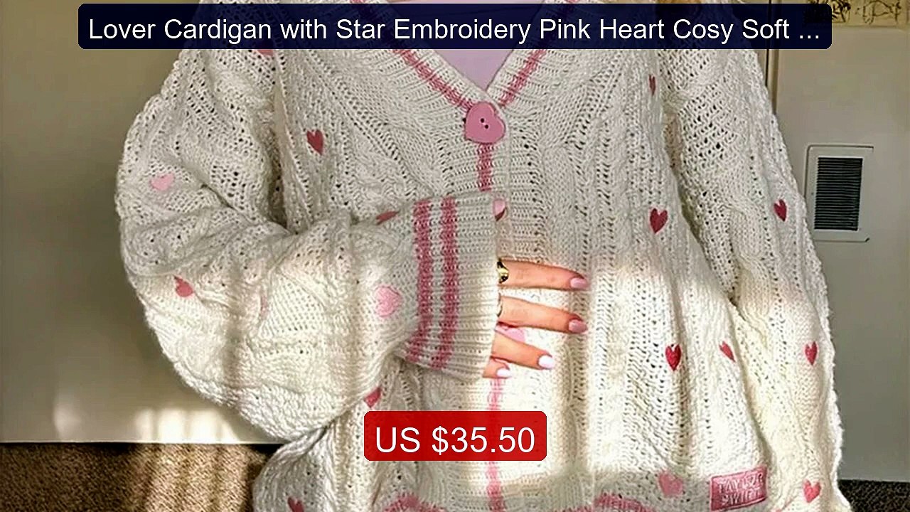 Lover Cardigan with Star Embroidery Pink Heart Cosy Soft Kn... -- Top Pick 2026 | Unbeatable Price!