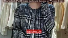 Houndstooth Plaid Fringed Cashmere Sweater for Women, Small Knitted... -- Top Rated 2026 | Buy Now!