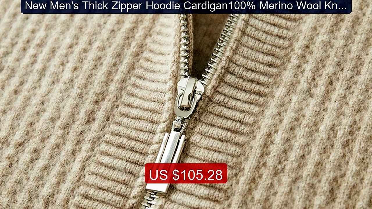 New Men's Thick Zipper Hoodie Cardigan100% Merino Wool Knitted... -- Best Buy 2026 | Great Quality!