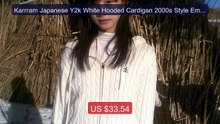 Karrram Japanese Y2k White Hooded Cardigan 2000s Style Embr... -- Top Pick 2026 | Unbeatable Price!