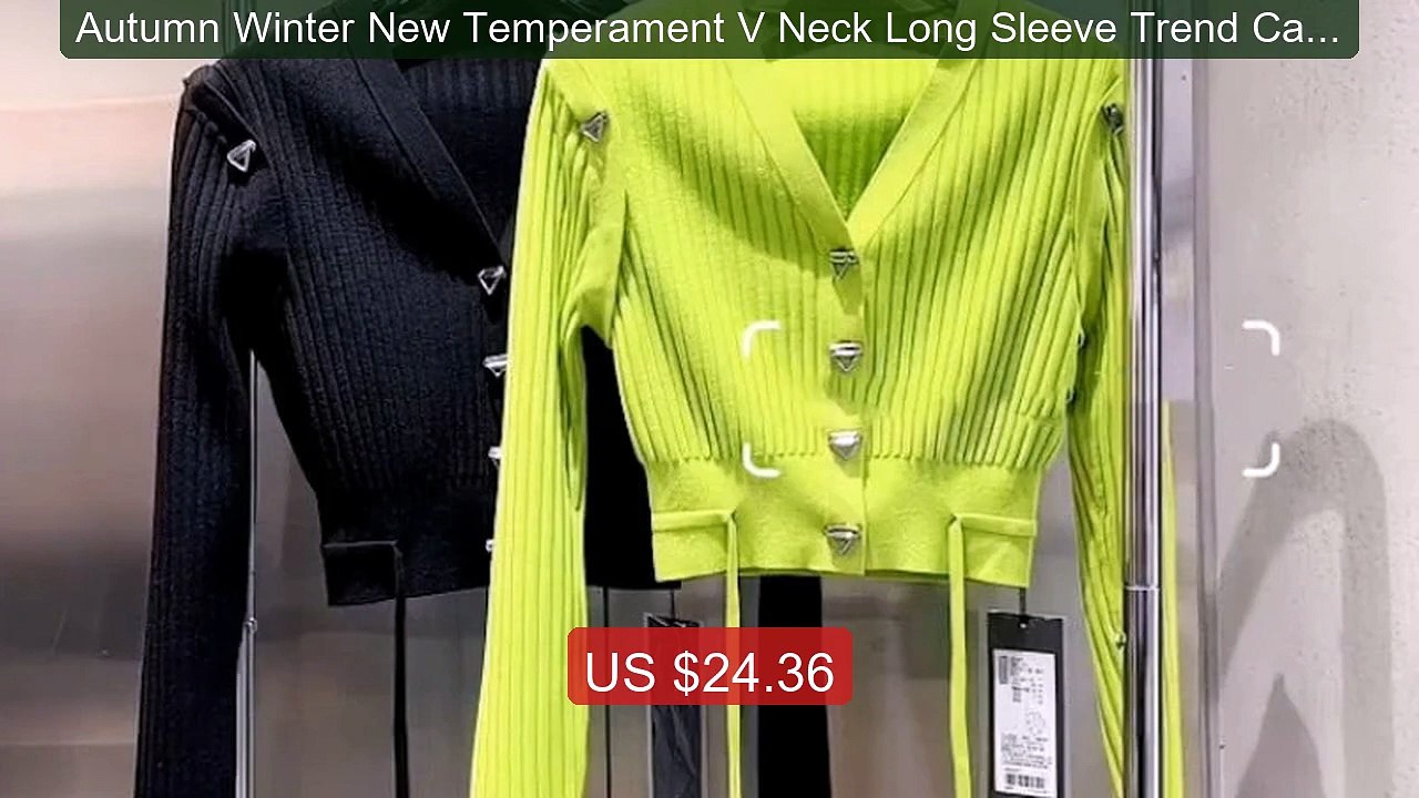 Autumn Winter New Temperament V Neck Long Sleeve Trend Cardigan Sol... -- Top Rated 2026 | Buy Now!