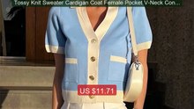 Tossy Knit Sweater Cardigan Coat Female Pocket V-Neck Contrast... -- Hot Deal 2026 | Limited Offer!