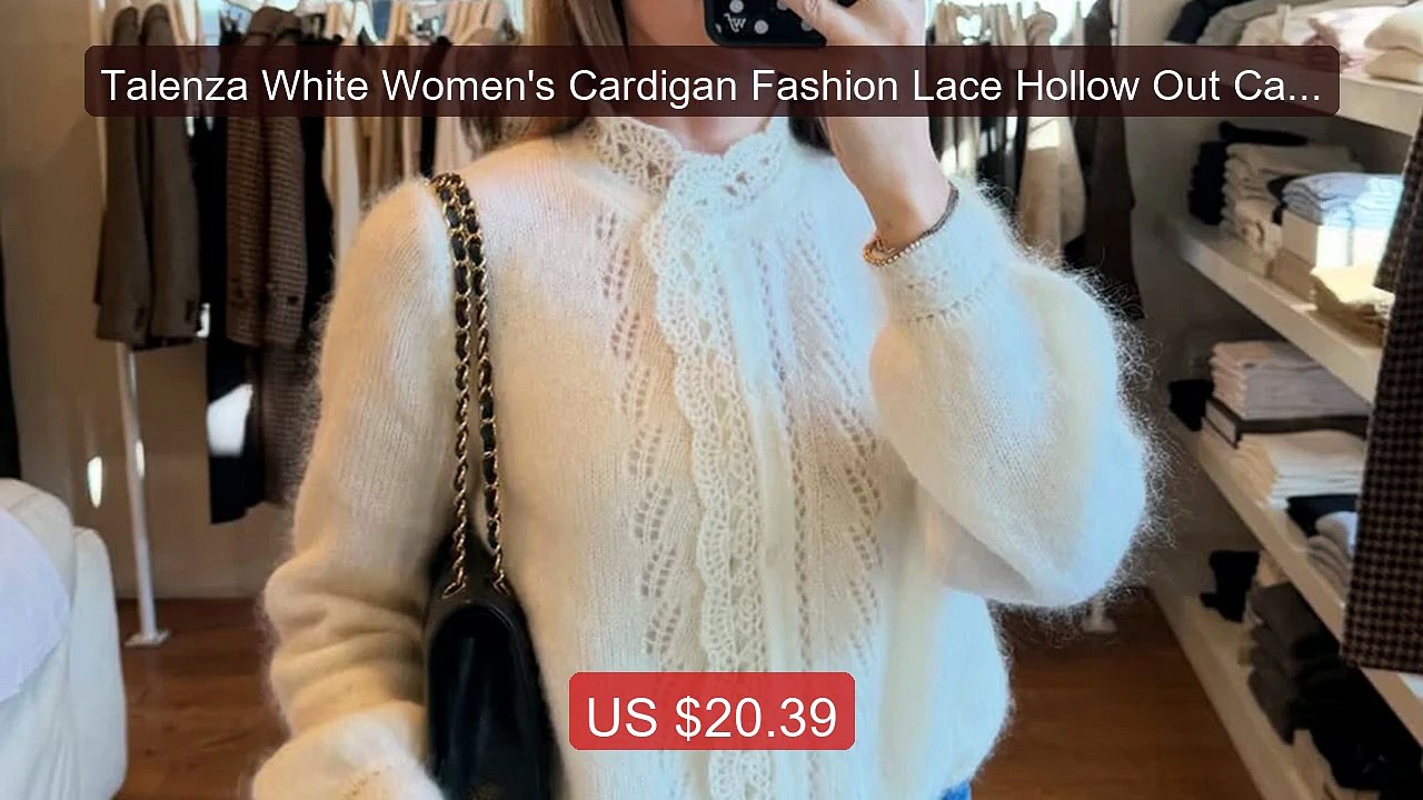Talenza White Women's Cardigan Fashion Lace Hollow Out Casual Overs... -- Top Rated 2026 | Buy Now!