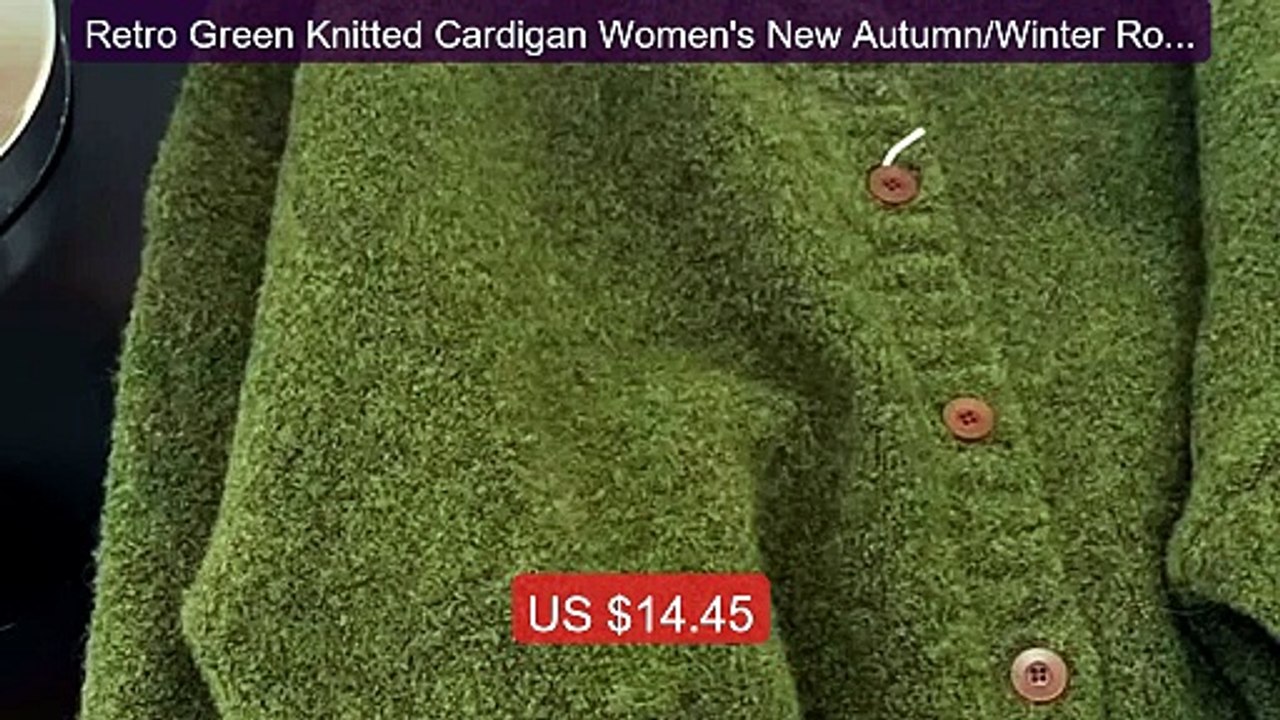 Retro Green Knitted Cardigan Women's New Autumn/Winter Round ... -- Amazing Value 2026 | Must Have!