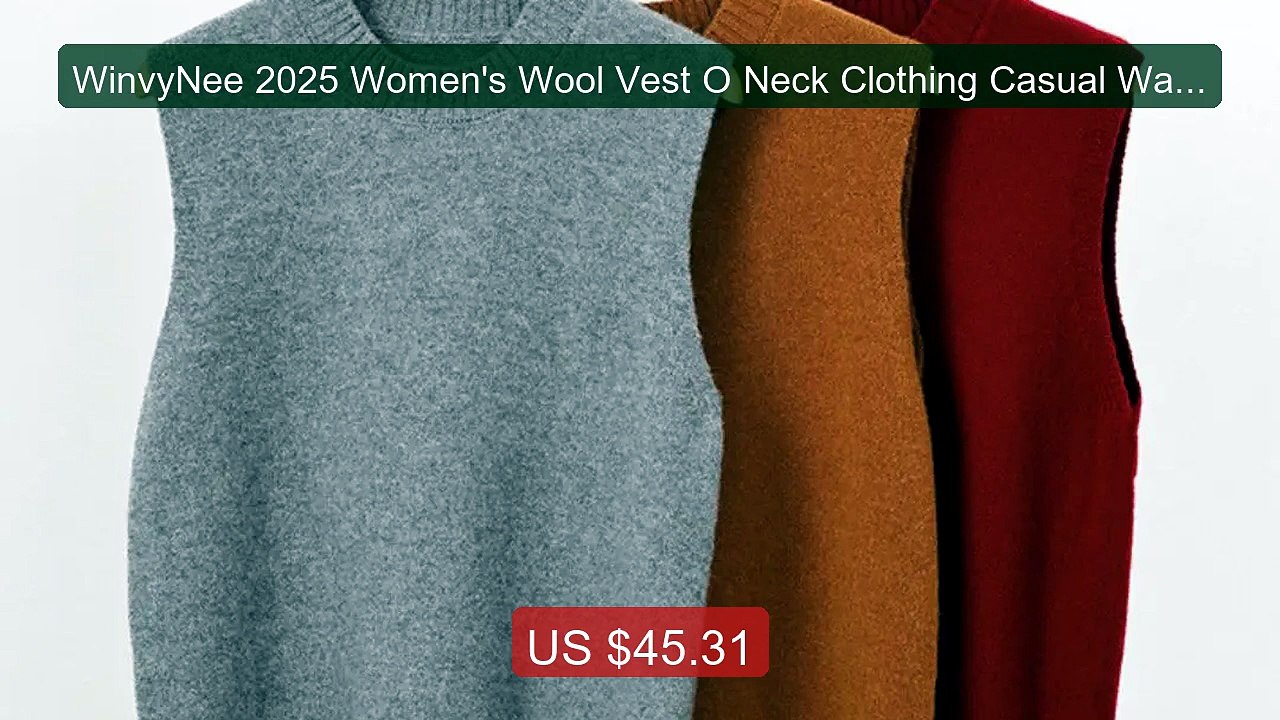 WinvyNee 2025 Women's Wool Vest O Neck Clothing Casual Warm Ou... -- Hot Deal 2026 | Limited Offer!