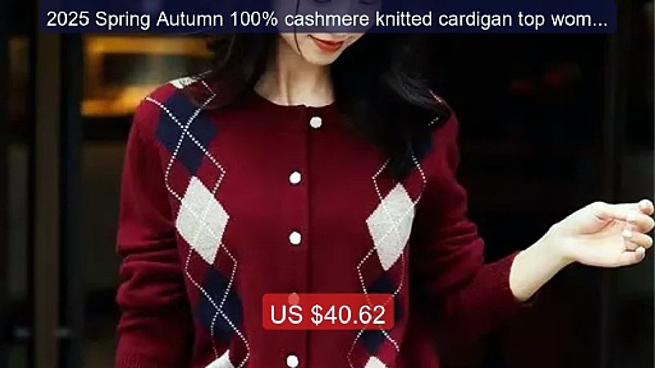 2025 Spring Autumn 100% cashmere knitted cardigan top women's retr... -- Best Deal 2026 | Shop Now!