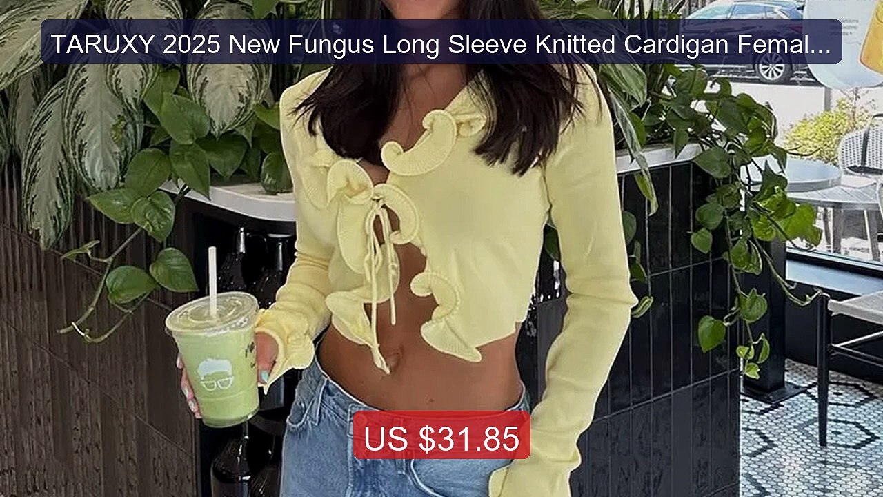 TARUXY 2025 New Fungus Long Sleeve Knitted Cardigan Female Contras... -- Best Deal 2026 | Shop Now!