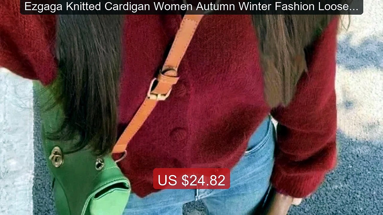 Ezgaga Knitted Cardigan Women Autumn Winter Fashion Loose Soli... -- Best Buy 2026 | Great Quality!