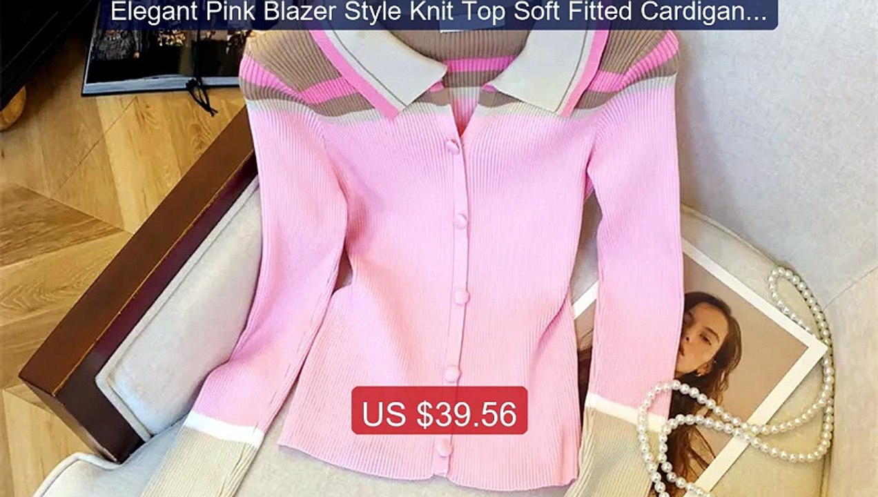 ​​Elegant Pink Blazer Style Knit Top Soft Fitted Cardigan Con... -- Amazing Value 2026 | Must Have!