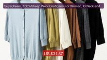 SuyaDream, 100%Sheep Wool Cardigans For Woman, O Neck and Short  Sl... -- Top Rated 2026 | Buy Now!