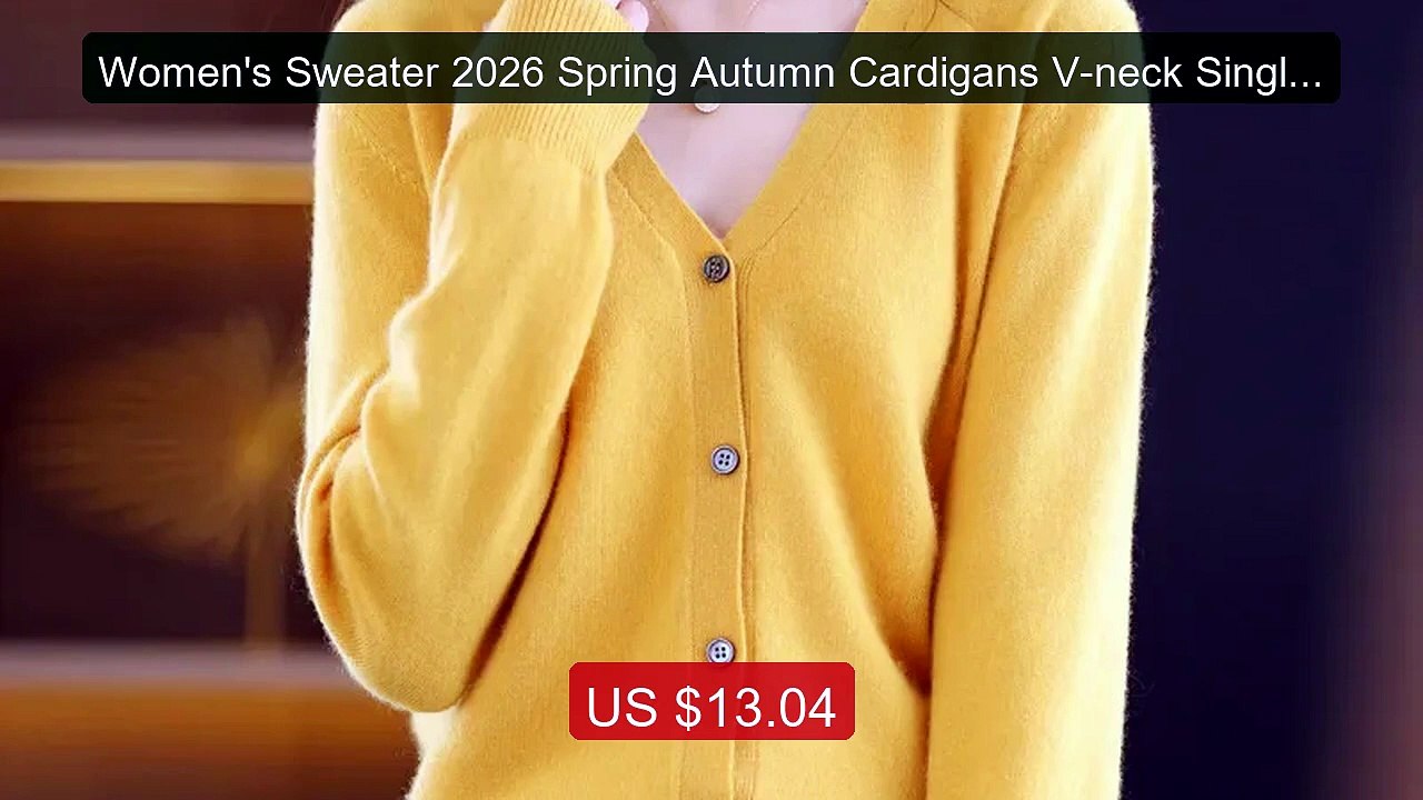 Women's Sweater 2026 Spring Autumn Cardigans V-neck Single Breaste... -- Best Deal 2026 | Shop Now!
