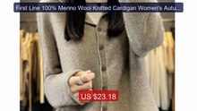 First Line 100% Merino Wool Knitted Cardigan Women's Autumn A... -- Amazing Value 2026 | Must Have!