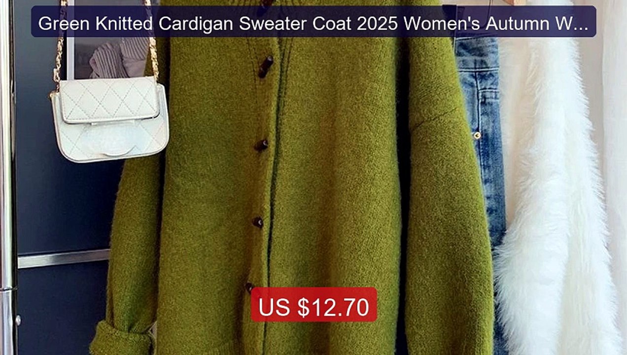 Green Knitted Cardigan Sweater Coat 2025 Women's Autumn Winte... -- Amazing Value 2026 | Must Have!
