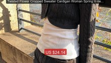 Twisted Flower Cropped Sweater Cardigan Woman Spring V-neck... -- Top Pick 2026 | Unbeatable Price!