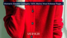 Women's Sweater Cardigans 100% Merino Wool Knitwear Raglan Sleeve ... -- Best Deal 2026 | Shop Now!