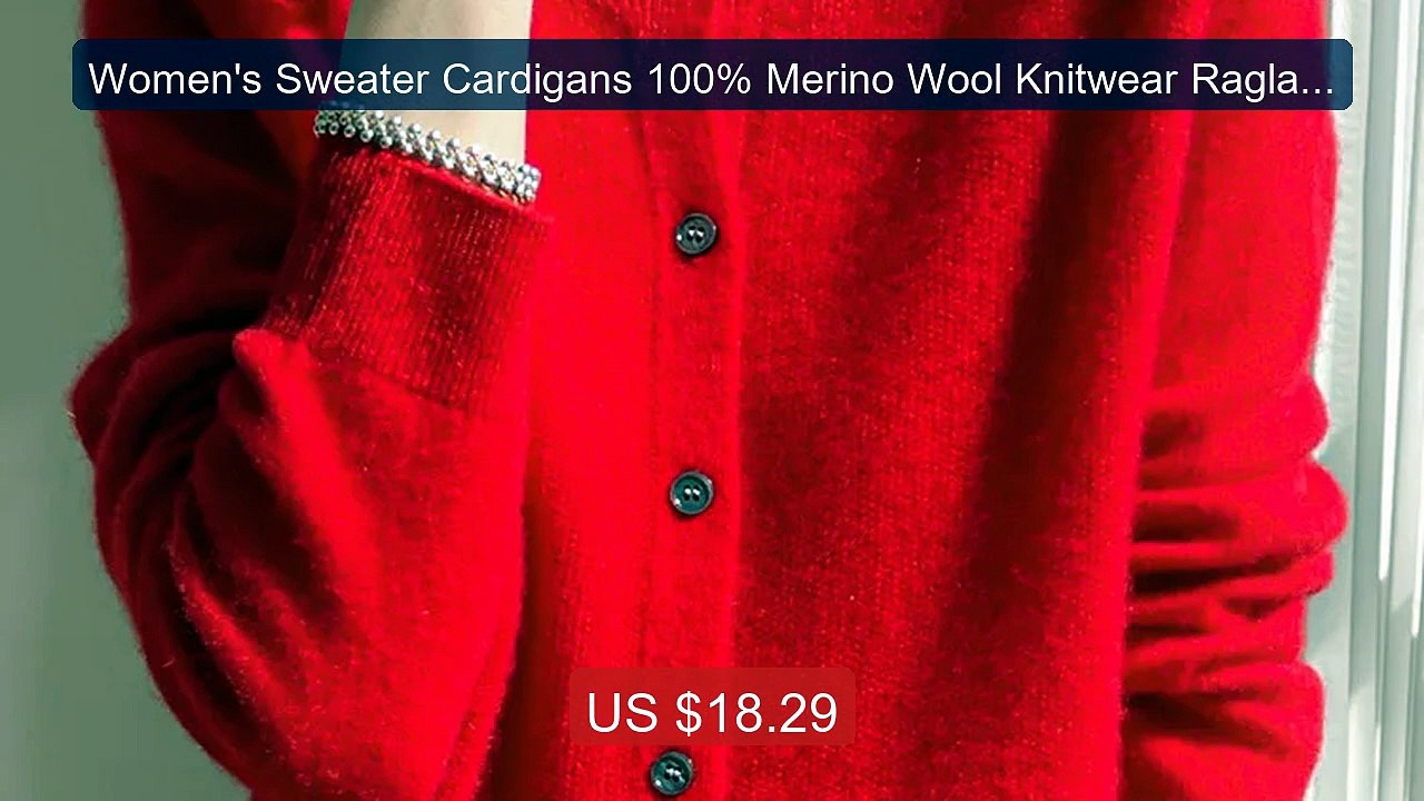 Women's Sweater Cardigans 100% Merino Wool Knitwear Raglan Sleeve ... -- Best Deal 2026 | Shop Now!