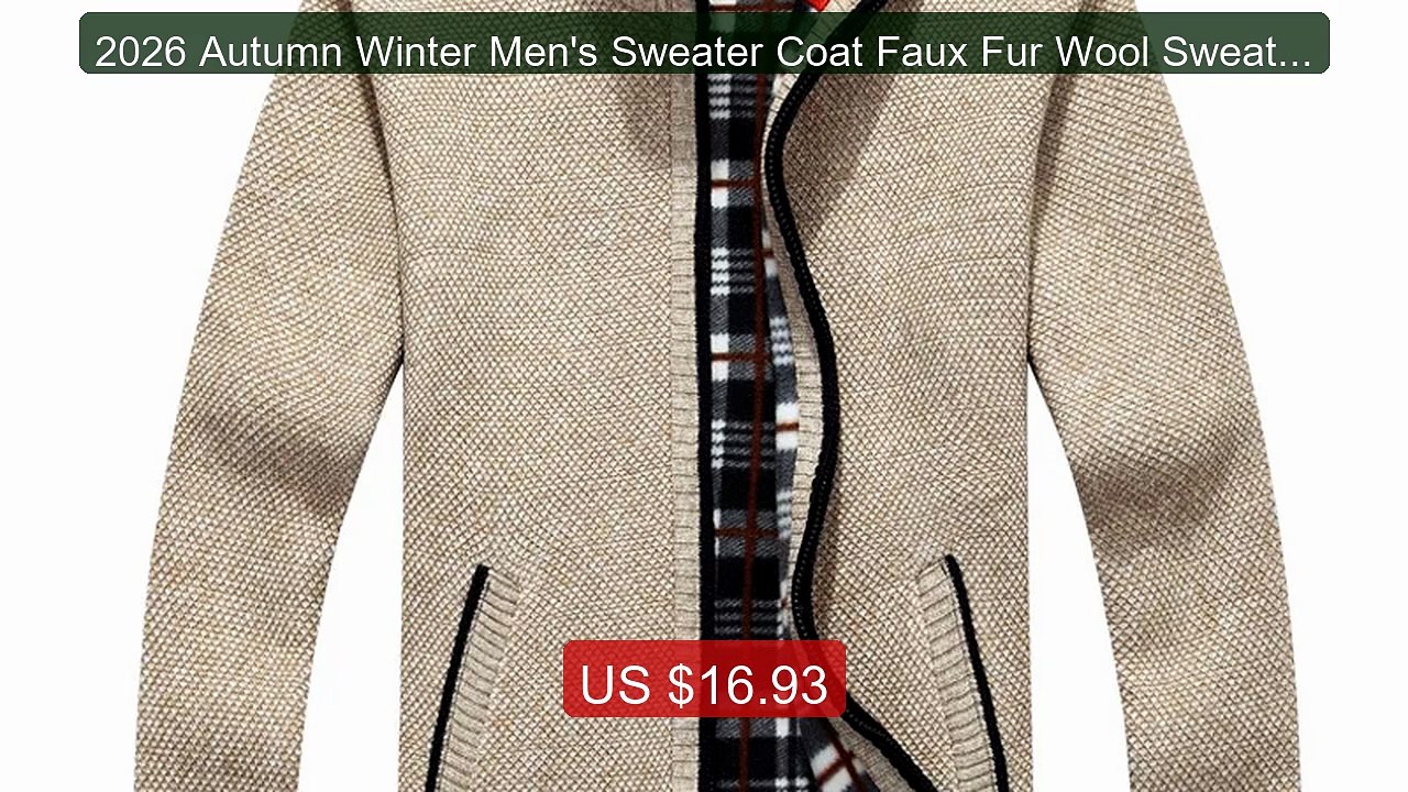 2026 Autumn Winter Men's Sweater Coat Faux Fur Wool Sweater... -- Top Pick 2026 | Unbeatable Price!