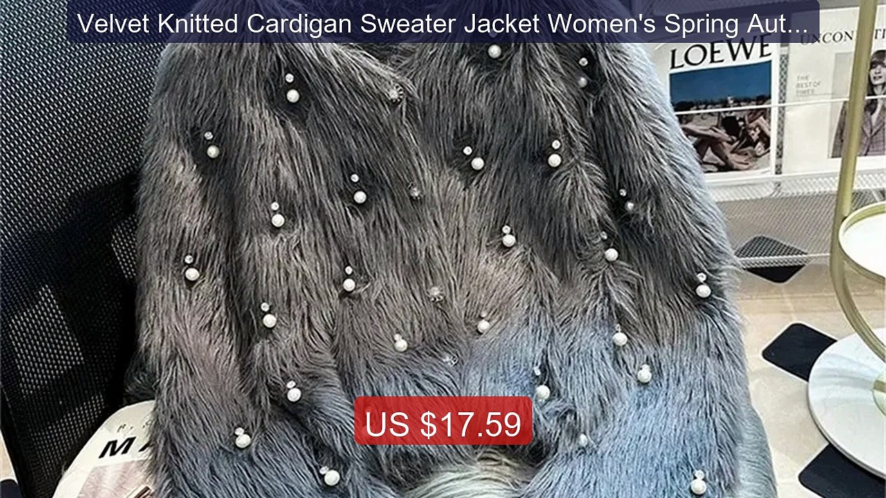 Velvet Knitted Cardigan Sweater Jacket Women's Spring Autum... -- Top Pick 2026 | Unbeatable Price!