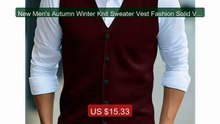 New Men's Autumn Winter Knit Sweater Vest Fashion Solid V-neck Butt... -- Top Rated 2026 | Buy Now!