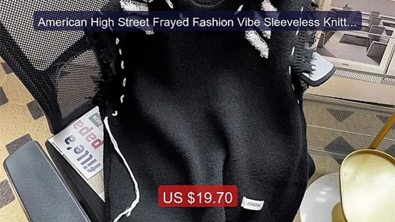 American High Street Frayed Fashion Vibe Sleeveless Knitting Loose... -- Best Deal 2026 | Shop Now!