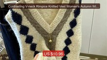 Contrasting V-neck Rimpice Knitted Vest Women's Autumn Winter... -- Amazing Value 2026 | Must Have!