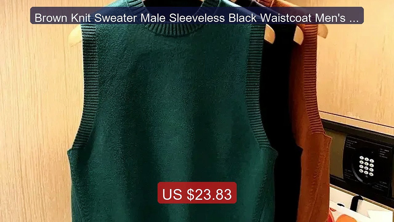 Brown Knit Sweater Male Sleeveless Black Waistcoat Men's Clothing ... -- Best Deal 2026 | Shop Now!