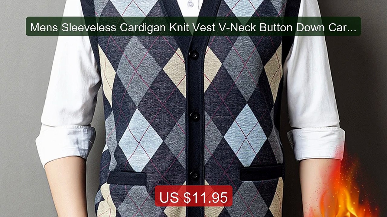 Mens Sleeveless Cardigan Knit Vest V-Neck Button Down Cardiga... -- Amazing Value 2026 | Must Have!
