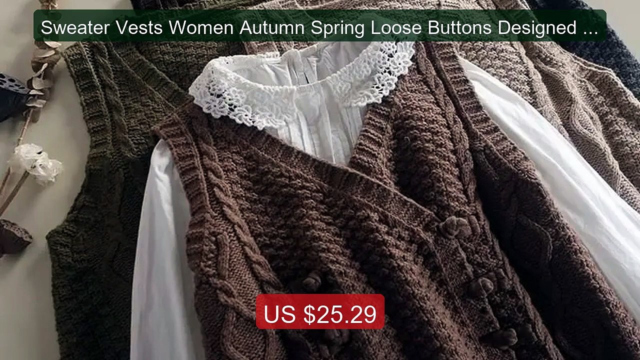 Sweater Vests Women Autumn Spring Loose Buttons Designed Vinta... -- Hot Deal 2026 | Limited Offer!
