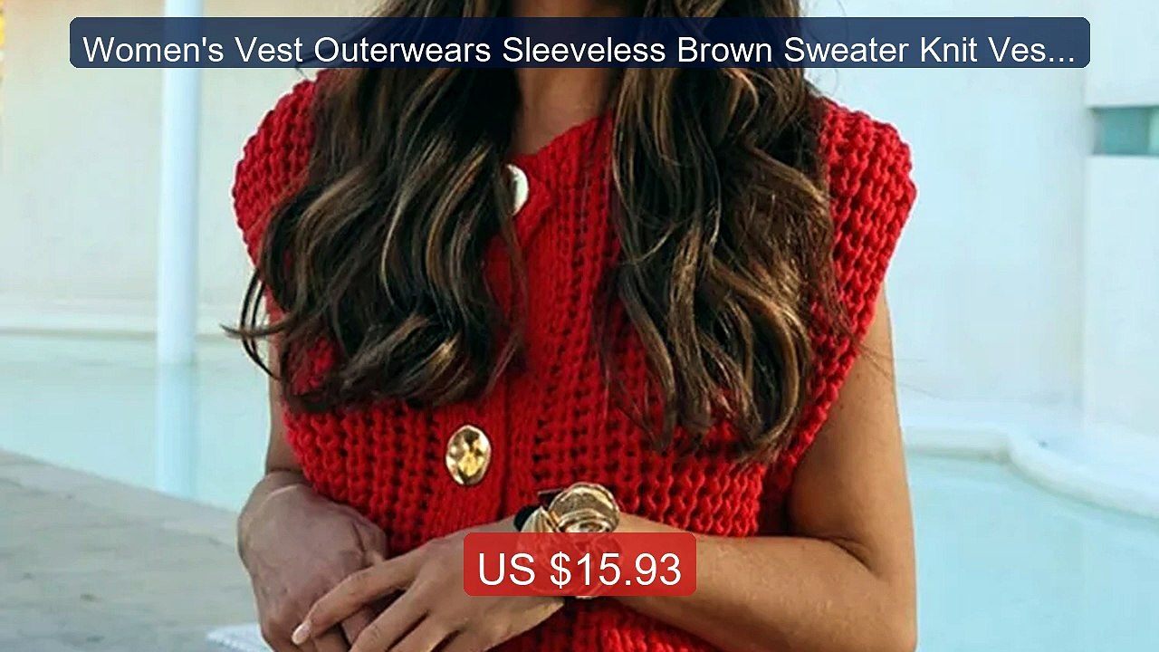 Women's Vest Outerwears Sleeveless Brown Sweater Knit Vest Wom... -- Best Buy 2026 | Great Quality!