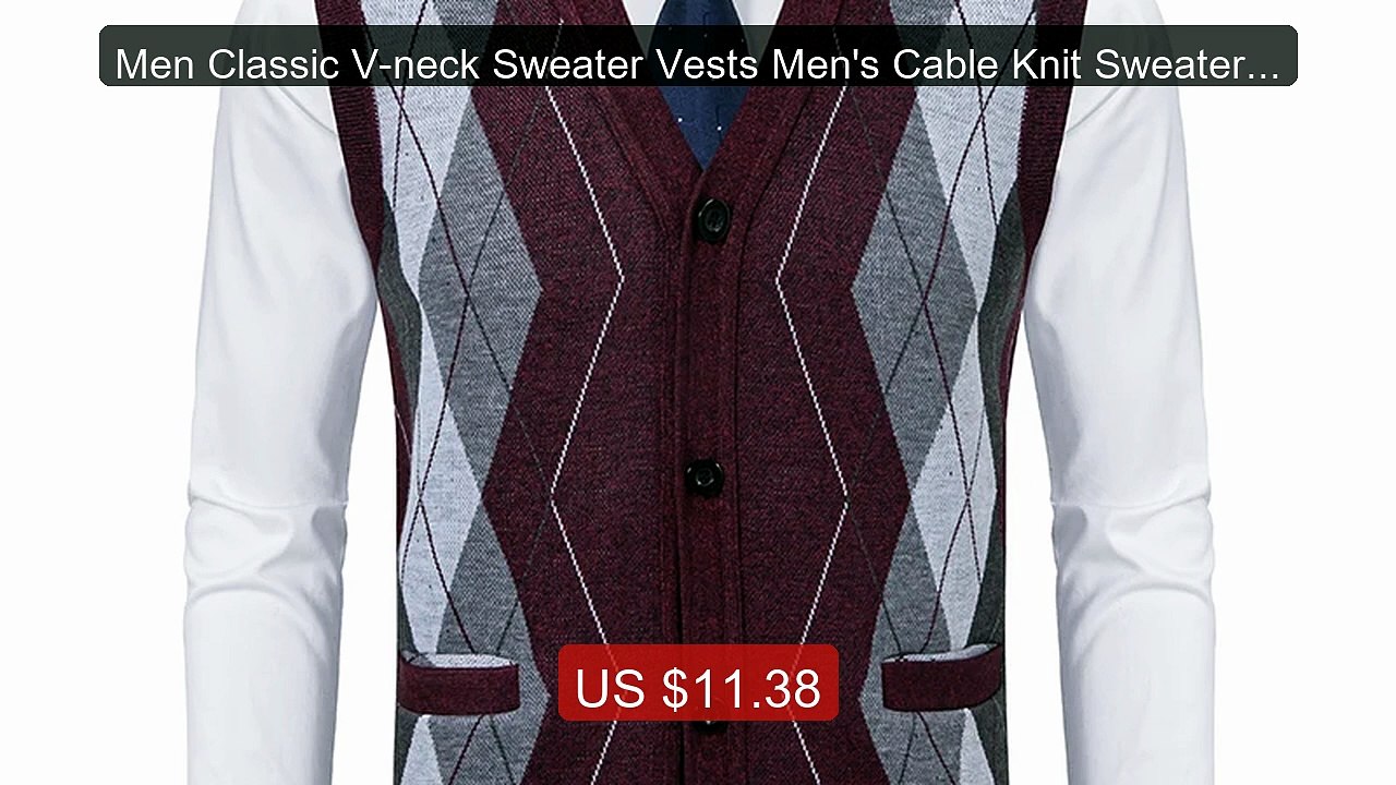 Men Classic V-neck Sweater Vests Men's Cable Knit Sweater V... -- Top Pick 2026 | Unbeatable Price!