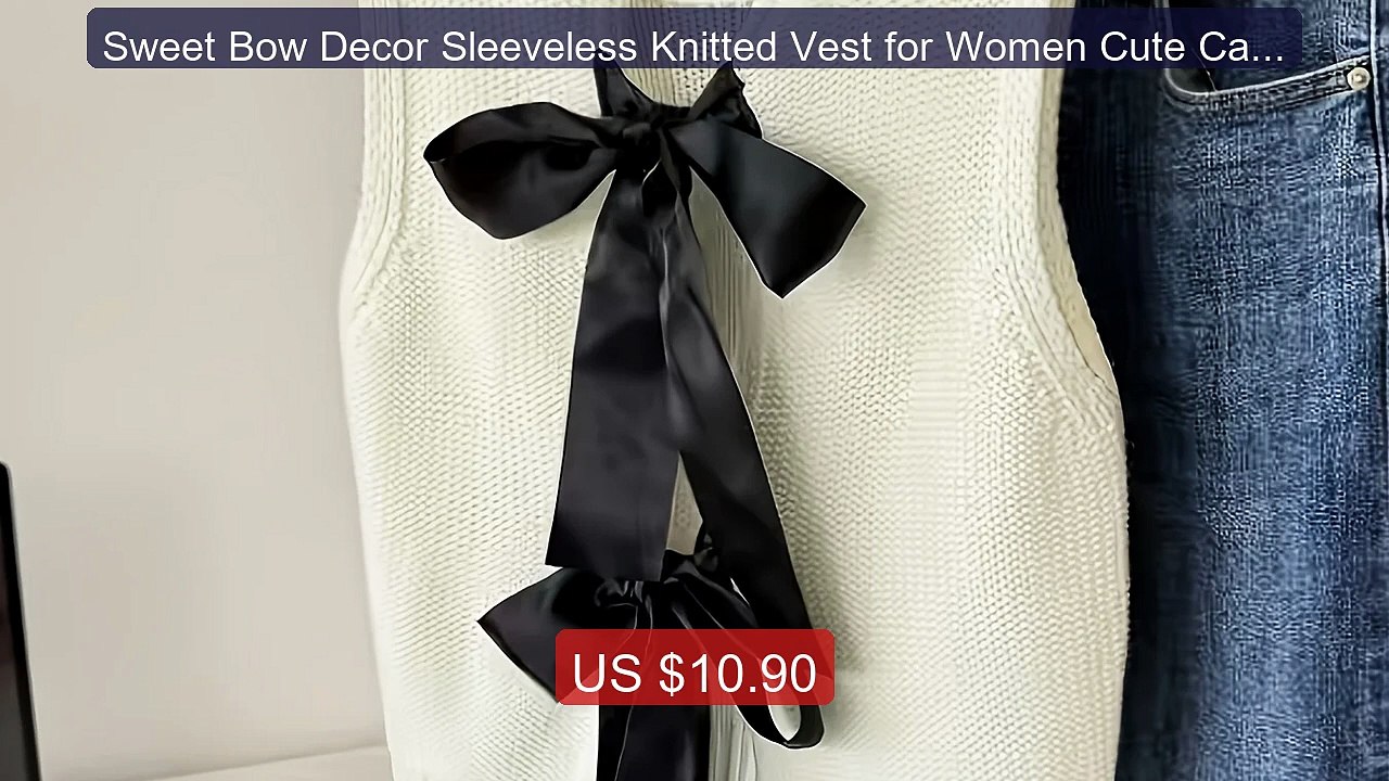 Sweet Bow Decor Sleeveless Knitted Vest for Women Cute Casu... -- Top Pick 2026 | Unbeatable Price!