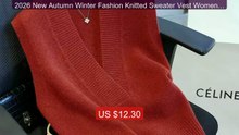 2026 New Autumn Winter Fashion Knitted Sweater Vest Women's  Sleev... -- Best Deal 2026 | Shop Now!