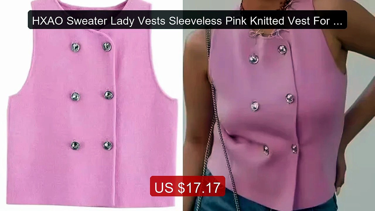 HXAO Sweater Lady Vests Sleeveless Pink Knitted Vest For Women... -- Hot Deal 2026 | Limited Offer!