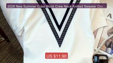 2026 New Summer Color Block Crew Neck Knitted Sweater Crop To... -- Amazing Value 2026 | Must Have!