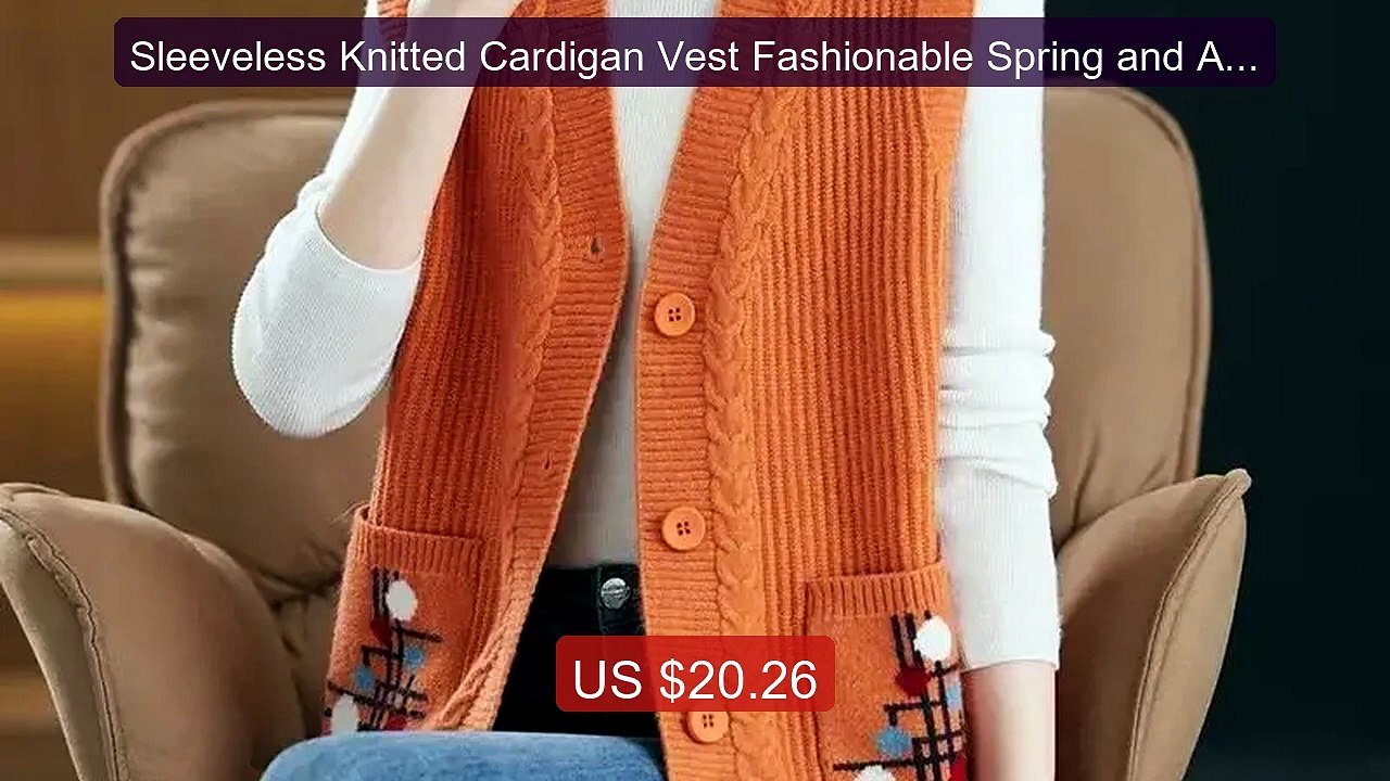Sleeveless Knitted Cardigan Vest Fashionable Spring and Autumn Loo... -- Best Deal 2026 | Shop Now!