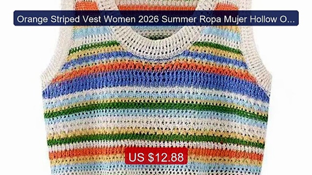 Orange Striped Vest Women 2026 Summer Ropa Mujer Hollow Out S... -- Amazing Value 2026 | Must Have!