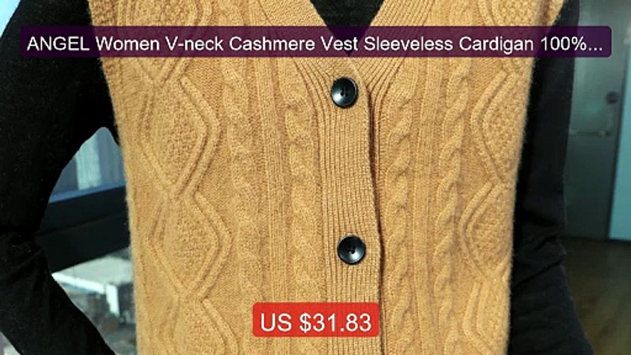 ANGEL Women V-neck Cashmere Vest Sleeveless Cardigan 100% Merino Wo... -- Top Rated 2026 | Buy Now!