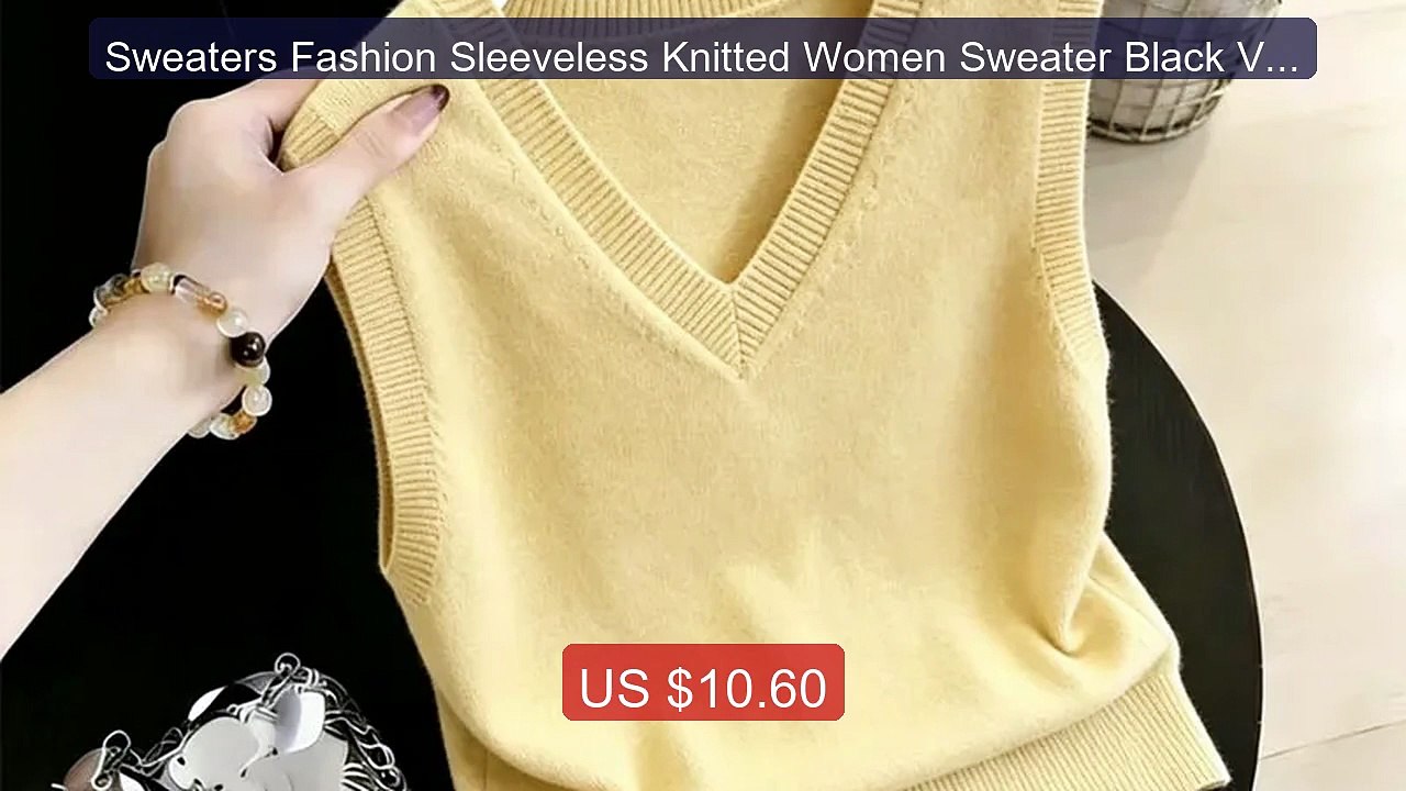 Sweaters Fashion Sleeveless Knitted Women Sweater Black V-Neck Out... -- Best Deal 2026 | Shop Now!