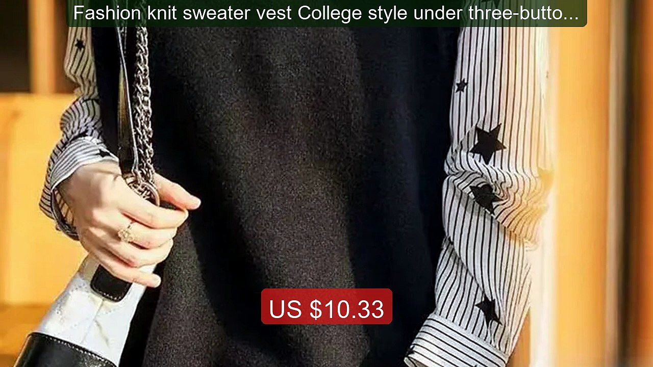 Fashion knit sweater vest College style under three-button solid c... -- Best Deal 2026 | Shop Now!