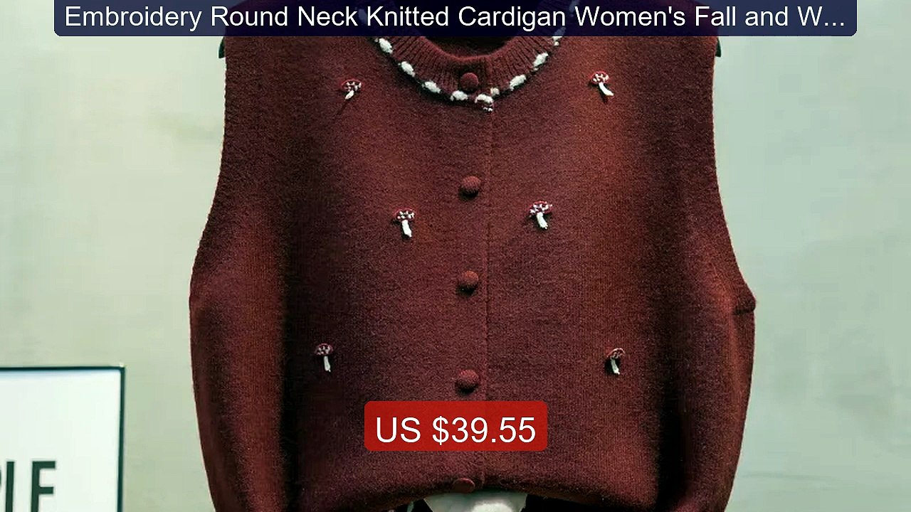 Embroidery Round Neck Knitted Cardigan Women's Fall and Winter... -- Hot Deal 2026 | Limited Offer!