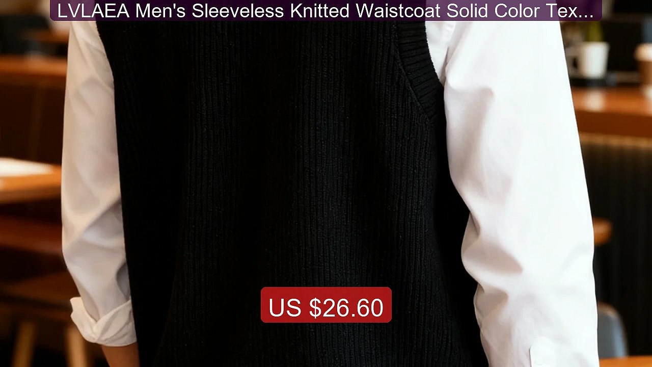 LVLAEA Men's Sleeveless Knitted Waistcoat Solid Color Textured... -- Best Buy 2026 | Great Quality!