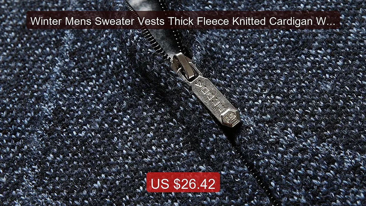 Winter Mens Sweater Vests Thick Fleece Knitted Cardigan Wai... -- Top Pick 2026 | Unbeatable Price!