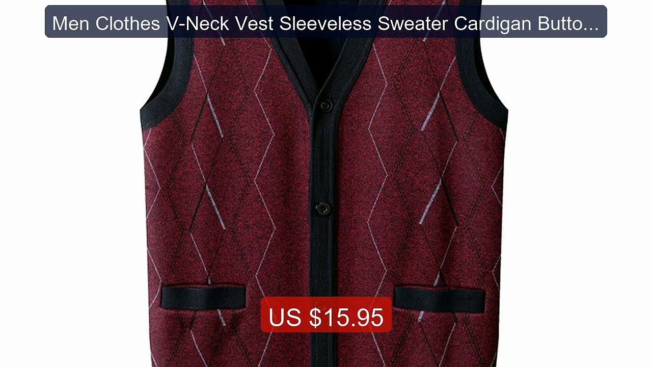 Men Clothes V-Neck Vest Sleeveless Sweater Cardigan Button ... -- Top Pick 2026 | Unbeatable Price!