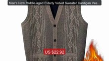Men's New Middle-aged Elderly Velvet Sweater Cardigan Vest V-neck L... -- Top Rated 2026 | Buy Now!